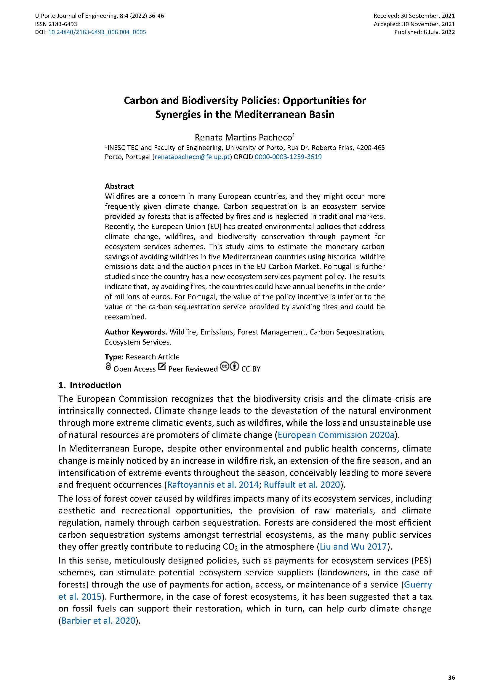 Carbon and Biodiversity Policies: Opportunities for Synergies in the Mediterranean Basin