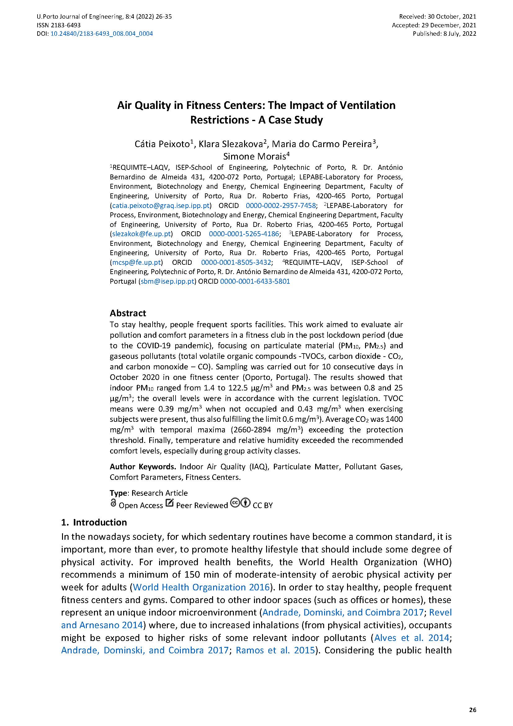 Air Quality in Fitness Centers: The Impact of Ventilation Restrictions - A Case Study