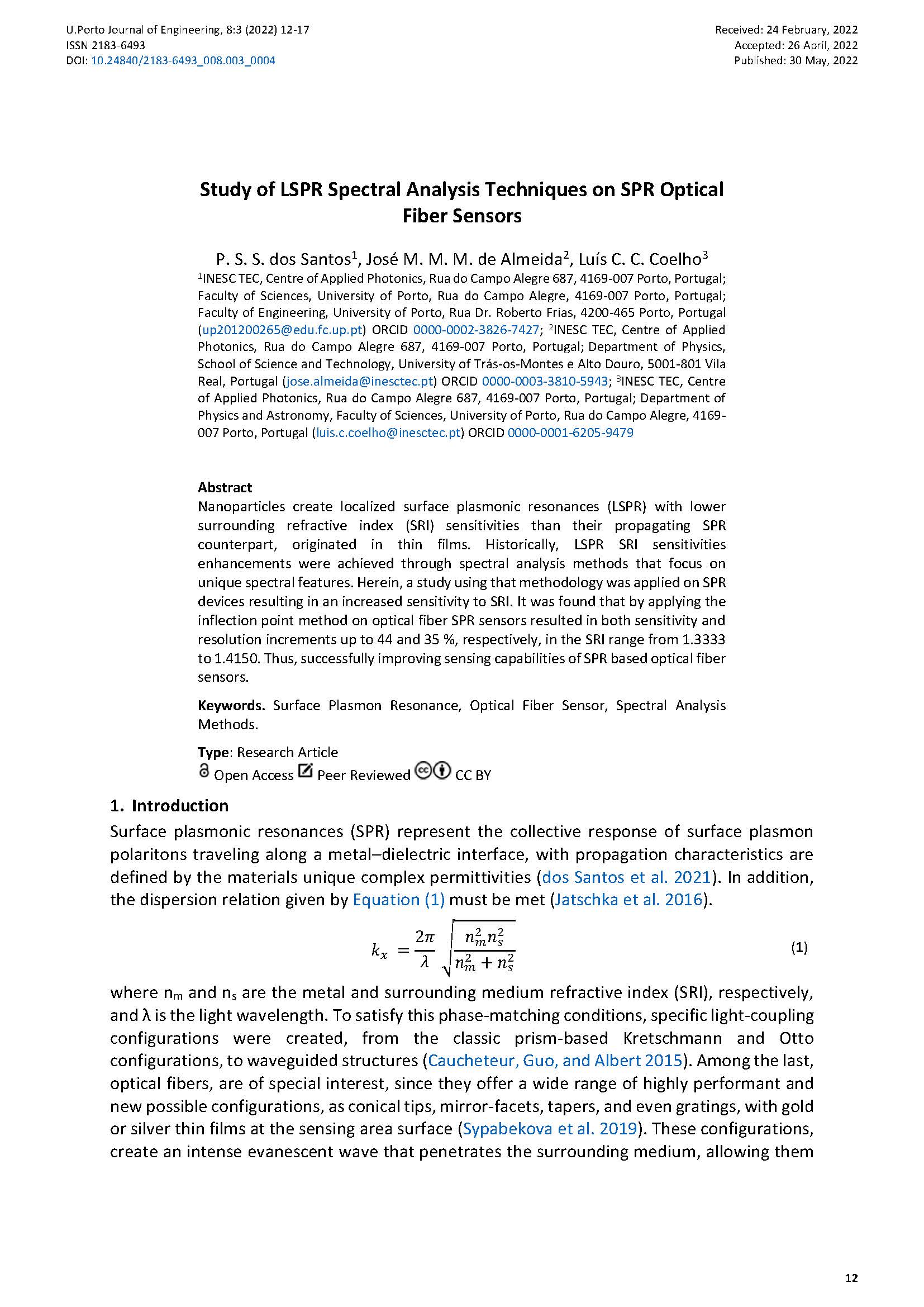 Study of LSPR Spectral Analysis Techniques on SPR Optical Fiber Sensors