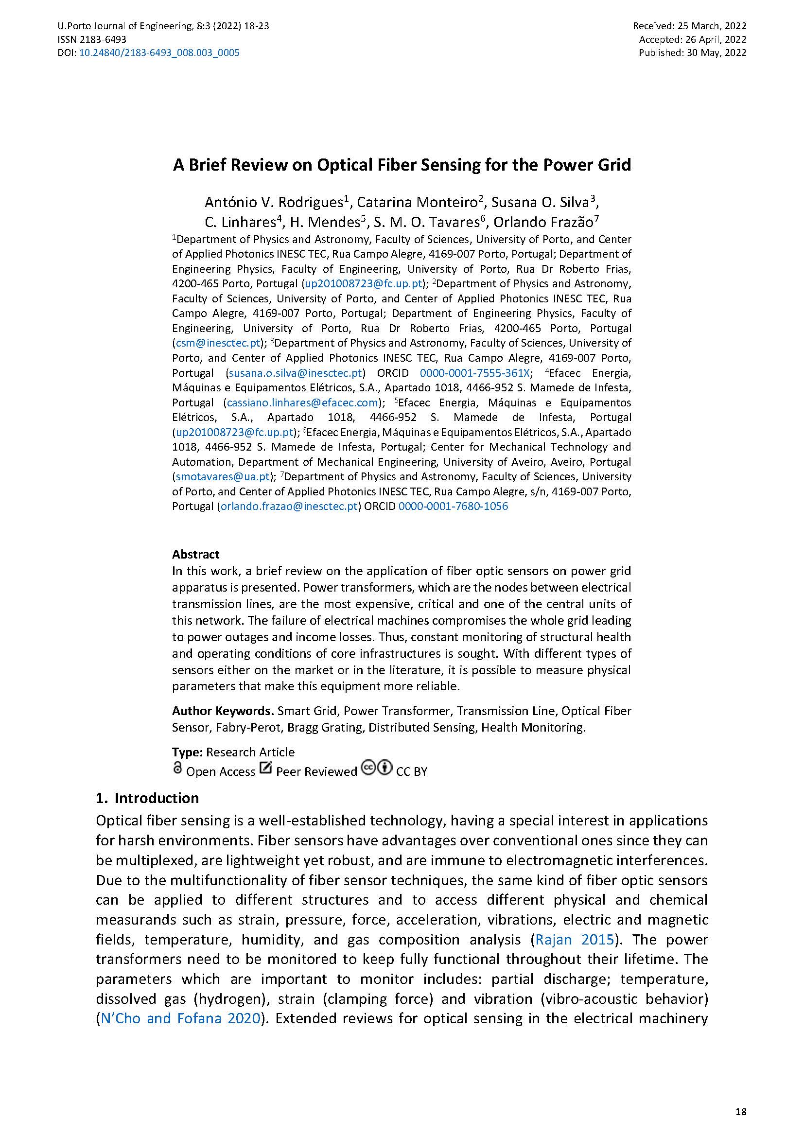 A Brief Review on Optical Fiber Sensing for the Power Grid