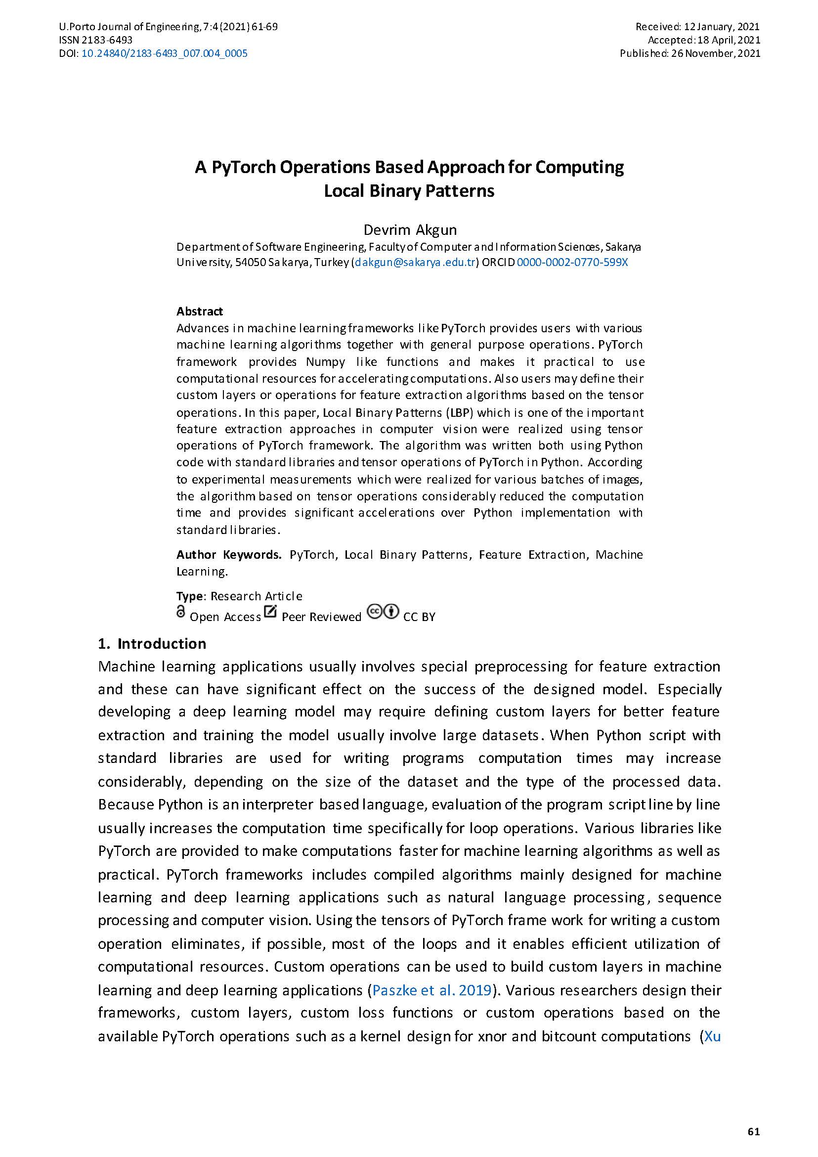 A PyTorch Operations Based Approach for Computing Local Binary Patterns