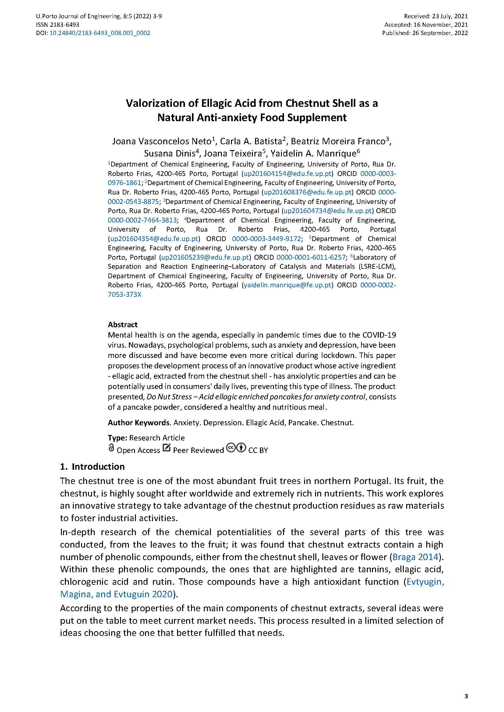 Valorization of Ellagic Acid from Chestnut Shell as a Natural Anti-anxiety Food Supplement