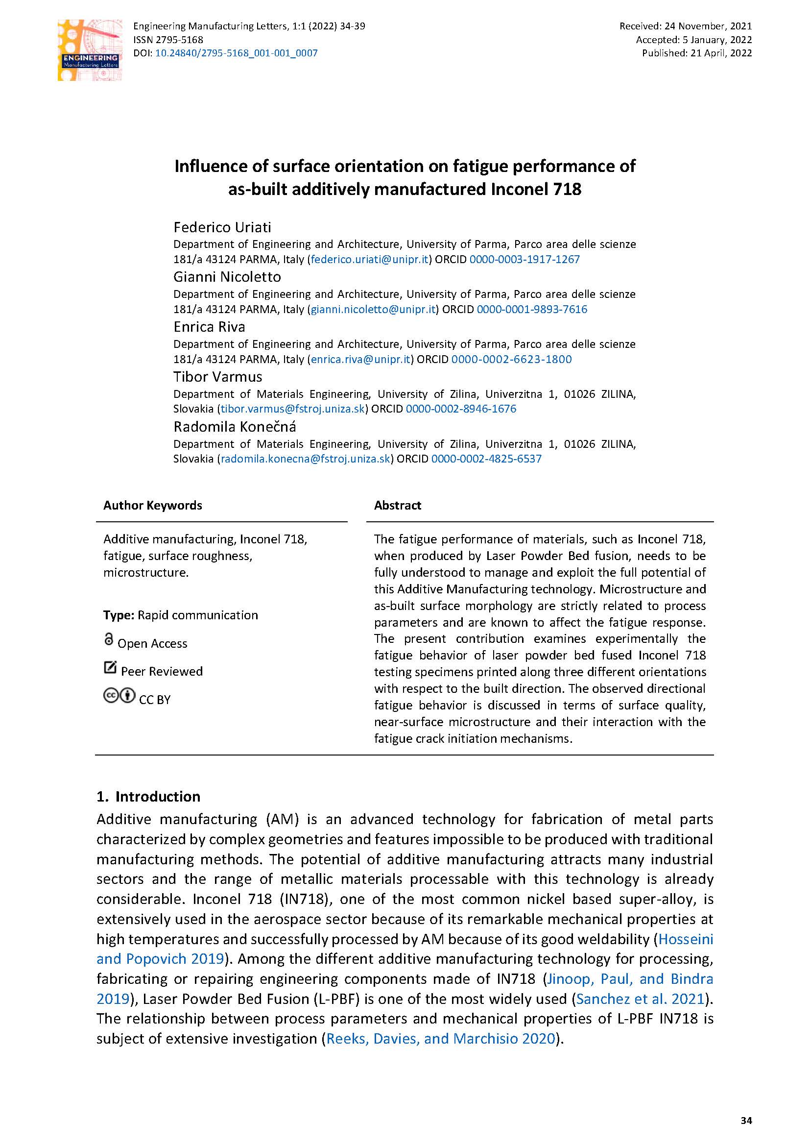 Influence of surface orientation on fatigue performance of as-built additively manufactured Inconel 718