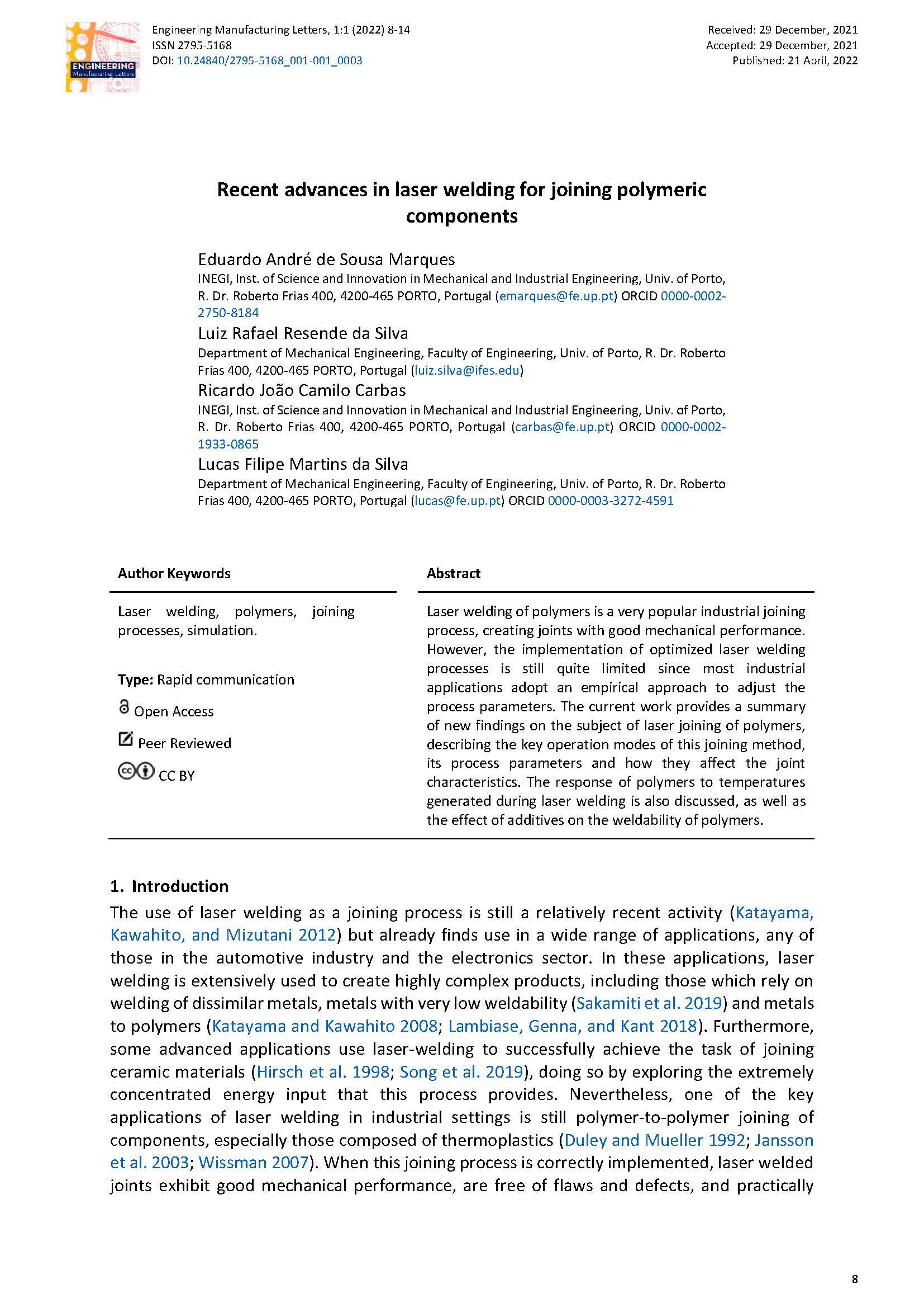 Recent advances in laser welding for joining polymeric components